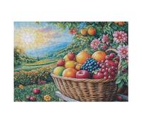 Cesta de Frutas huerto Cosecha de otoño Campo Salvaje Puzzle 300 Piezas Aliviar Estrés Profundo Rompecabezas Familiar para Hombres Y Mujeres Obra De Arte Decorativo Hogar 300 PCS