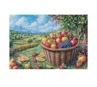 Cesta de Frutas huerto Cosecha de otoño Campo Salvaje Puzzle 300 Piezas Regalo Ideal Original Rompecabezas 3D Obra De Arte para Hombres Y Mujeres DIY Creativo Aliviar Estrés 300 PCS