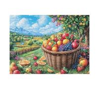 Cesta de Frutas huerto Cosecha de otoño Campo Salvaje Puzzles 500 Piezas Construir DIY 3D Sin Pegamento Rompecabezas para Adultos Maquetas Educativas Aliviar Estrés Estera Portátil 500 PCS