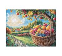 Cesta de Frutas huerto Cosecha de otoño Campo Salvaje Puzzles 500 Piezas Obra De Arte Colorido Rompecabezas para Adultos Decoración Hogar Moderno DIY Creativo Desafío 500 PCS