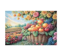 Cesta de Frutas huerto Cosecha de otoño Rural Campo Salvaje Puzzles 1000 Piezas Estera Portátil Rompecabezas para Adultos Desafío Intelectual Aliviar Estrés Decoración Hogar 3D 1000 PCS