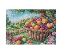 Cesta de Frutas huerto Naturaleza Exterior Cosecha Puzzles 300 Piezas Estera Portátil 3D Antideslizante Rompecabezas Familiar para Adultos Aliviar Estrés Decoración Hogar Moderno Creativo 300 PCS