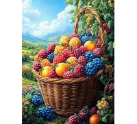 Cesta de frutas llena de bayas Rompecabezas 300 Piezas Cartón Resistente Para Mayores Sueño Mágico de Ciencia Ficción Desarrollo Lógica Entretenimiento Toda La Familia Decoración Salón Reyes Magos 300