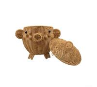 Cesta de frutas tejida estilo ratán, 33 x 23 x 10 cm, cesta de almacenamiento decorativa en forma de animal, construcción ligera de polipropileno, elegante acento rústico o moderno para decoración del