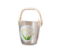 Cesta de frutas transparente con mango de bastón, vajilla japonesa fresca para el hogar, lirio del valle