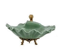 Cesta de frutas y verduras para encimera, cuenco de frutas de cerámica retro, plato de frutas de cobre para decoración de sala de estar, comedor, escritorio, plato de frutas decorativo grande, cuenco