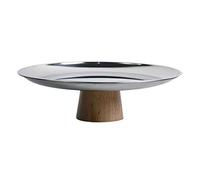 Cesta de frutas y verduras para encimera, cuenco simple de metal plateado, plato de almacenamiento para porche, mesa de comedor, mesa de café, postre, bandeja de pie alto, centro de mesa (tamaño