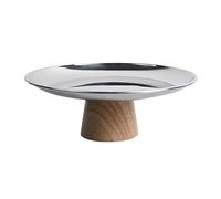 Cesta de frutas y verduras para encimera, cuenco simple de metal plateado, plato de almacenamiento para porche, mesa de comedor, mesa de café, postre, bandeja de pie alto, centro de mesa (tamaño