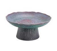 Cesta de frutas y verduras para encimera, plato grande de cerámica con forma de loto creativo, cuenco de frutas drenable, cuenco de aperitivos de pie alto, cesta de postre retro, centros de mesa
