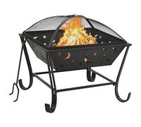 Cesta de fuego con gancho para zapatos, 62 cm, XXL, acero | Para jardín o terraza, gran brasero, con protección contra chispas, anillo de seguridad
