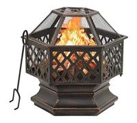 Cesta de fuego con gancho para zapatos, rústico, 62 x 54 x 56 cm, acero | Cubierta de red con anillo, protección de aparcamiento de seguridad, para patio y jardín