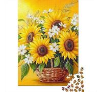 Cesta de Girasoles Puzzle de 1000 Piezas Puzzle para Adultos Juego de Puzzle 1000 Piezas Relajante Decoración Hogar Regalo Convivencia 52x38cm/1000pcs
