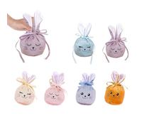 Cesta de Huevos de Pascua con Conejo, 6 Bolsitas de Conejo para Regalos y Decoración, Bolsos de Terciopelo Reutilizables, Tamaño 11x14 cm, Perfectos para Pascua y Eventos Temáticos