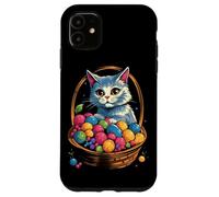 Cesta de huevos de Pascua con gato gatito huevos coloridos Carcasa para iPhone 11
