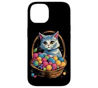Cesta de huevos de Pascua con gato gatito huevos coloridos Carcasa para iPhone 14