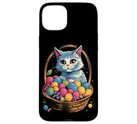 Cesta de huevos de Pascua con gato gatito huevos coloridos Carcasa para iPhone 15 Plus