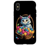 Cesta de huevos de Pascua con gato gatito huevos coloridos Carcasa para iPhone X/XS
