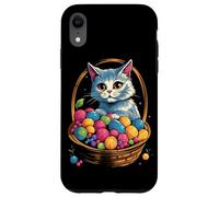 Cesta de huevos de Pascua con gato gatito huevos coloridos Carcasa para iPhone XR