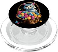 Cesta de huevos de Pascua con gato gatito huevos coloridos PopSockets PopGrip para MagSafe