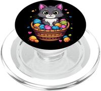 Cesta de huevos de Pascua con gato gatito huevos coloridos PopSockets PopGrip para MagSafe
