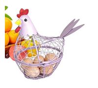 Cesta de huevos para encimera, almacenamiento de alambre de metal en forma de gallina, estante decorativo de cocina con diseño de gallina de granja, 1 unidad