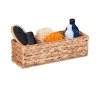 Relaxdays Cesta de Almacenaje, Jacinto de Agua, 3 Compartimentos, Caja Organizadora Baño Tejida, 13x42,5x15 cm, Natural, Fibra Vegetal