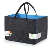 Cesta de la compra, bolsa de la compra con asa, robusta/bien hecha/plegable. La bolsa de fieltro para viajes al aire libre, picnic, compras (Gris oscuro - Azul, 1 unidad)