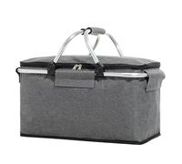 Cesta de la Compra Plegable 18L, Cesta de la Compra con función de refrigeración, térmica como Cesta de pícnic, Cesta de Transporte, para Picnic, Viajes, Compras (Gris)