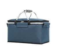 Cesta de la compra plegable de 20 litros, bolsa de viaje familiar, cesta de picnic aislada para preservar el calor, con asas acolchadas (azul)
