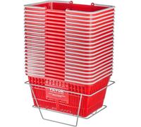 Cesta de la compra VEVOR, juego de 20, 21 l, cesta de plástico resistente para la compra con asa y soporte, 16,5 x 11,8 x 8,27 pulgadas, cesta portátil para la compra a granel para tiendas minoristas,