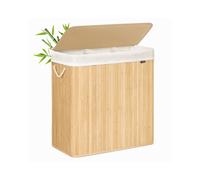Cesta de Lavandería 150 L 3 Compartimentos Natural