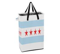 Cesta de lavandería con asa resistente, plegable, para niños, para la universidad, bandera de Chicago City (Estados Unidos)