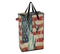 Cesta de lavandería con asas, cestas altas plegables para ropa sucia para niños, para dormitorio, bandera del día de los presidentes de Estados Unidos y Lady Liberty