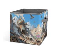 Cesta de lavandería con diseño de ruinas de la ciudad Steampunk, caja de almacenamiento para el hogar, baño, dormitorio, caja de almacenamiento de ropa