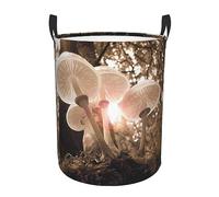 Cesta de lavandería con estampado de bosque de setas, cesta circular para la colada, impermeable, bolsa de almacenamiento para ropa sucia, con asas, bolsa organizadora plegable para cuarto de baño, do