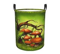 Cesta de lavandería con estampado de bosque de setas, cesta circular para la colada, impermeable, bolsa de almacenamiento para ropa sucia, con asas, bolsa organizadora plegable para cuarto de baño, do