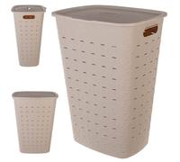 Curver Cesta para lavandería Softex 56 L diseño elegante apilable 70% reciclado blanco roto