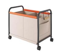 Cesta de lavandería de gran capacidad con ruedas y asa, 2 compartimentos, tela Oxford y marco de acero, color beige (63,5 x 37 x 65 cm), ideal para fácil clasificación y transporte