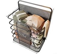 Cesta de lavandería, paquete de almacenamiento montado en la pared, cesta de hierro de gran capacidad, diseño de ahorro de espacio para organización de baño (negro)