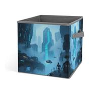 Cesta de lavandería para el hogar, diseño de ciudad futura, caja de almacenamiento adecuada para el hogar, baño, dormitorio, caja de almacenamiento de ropa