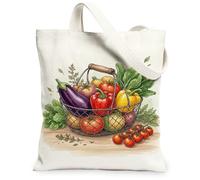 Cesta de lona para mujer, Verano Natural Vegetales Hojas Verano Verde Lavable Reutilizable Bolsa de Compras Ideas para Ou, Verde, 13x15 Inch