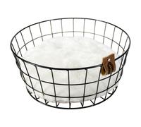 Cesta De Metal Duvo+ Caviar Para Perros, 35cm Moderna Negra Con Cojín, Redonda