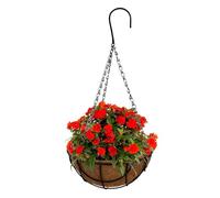 Cesta de metal para plantas, macetas, maceta colgante para exteriores, forro de fibra, soporte para plantas de jardín, marco de hierro duradero, cesta de gancho de techo, decoración de porche que