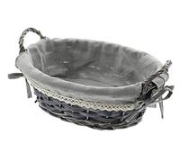 Cesta de mimbre con relleno de tela, cesta de frutas, cesta de pan, cesta para servir, cesta decorativa