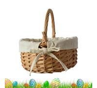 Cesta de mimbre para niñas, para bodas, flores de ratán, hecha a mano, cesta de flores rústica con, decoración para fiestas de bodas