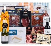 Cesta de Navidad 2026 con Jamón Reserva, Ibéricos, Brut y Vinos - Lote 206 | Lote Regalo Gourmet con Jamón Reserva, Ibéricos de Bellota, Turrones y Dulces Navideños · Tarjeta Personalizada Incluida