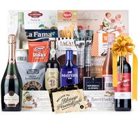 Cesta de Navidad con Ibericos de Bellota Gourmet 2025 (Lote 210) · Con Vino Tinto/Blanco/Rosado, Cava Brut, Ginebra, Dulces · Incluye Tarjeta Personalizable · Regalo Corporativo, Familiar o Personal