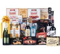 Cesta de Navidad con Jamón Gourmet 2025 (Lote 217) · Con Vino Tinto y Blanco Rioja, Cava, Ginebra, Cerveza, Dulces e Ibéricos · Incluye Tarjeta Personalizable · Regalo Corporativo o Familiar Ideal