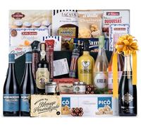 Cesta de Navidad con Jamón Gourmet 2025 (Lote 302) · Con Paleta, Cava Segura, Vinos Faustino Rivero, Vermouth, Dulces y Embutido Selecto · Tarjeta Personalizable · Regalo Corporativo o Familiar Ideal
