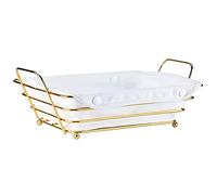 Cesta de pan con forro de tela para pan, cesta de pan rectangular de metal, para pan, rollos, bollos, pasteles, patatas fritas, aperitivo, dorado/crema